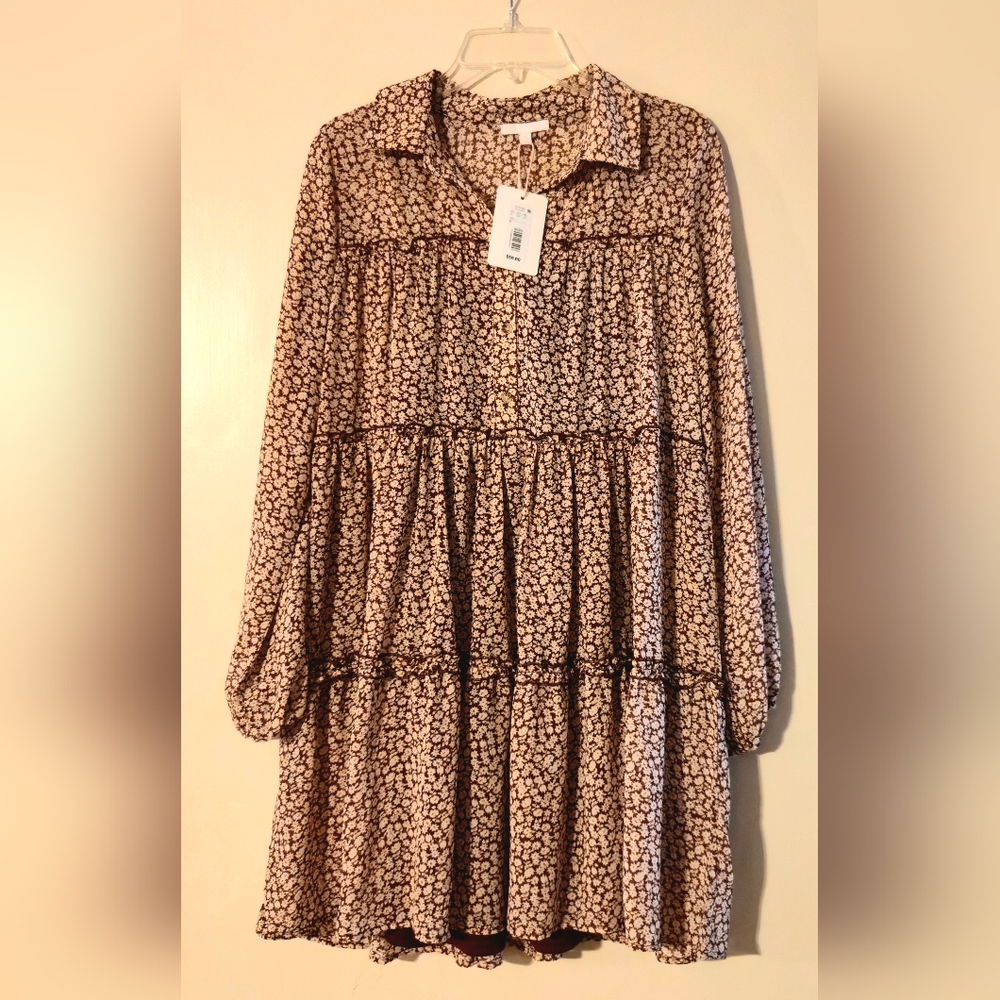 NWT GB Mini Burgundy Red Dress Juniors Size M Long Sleeve